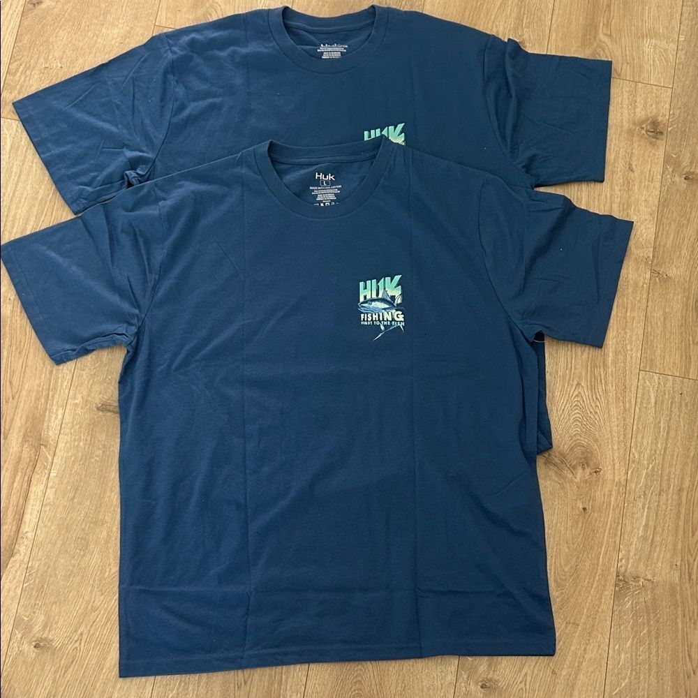 HUK Bundle TWO Men's First Tuna Short Sleeve T-Shirt, Both Larges, NWT